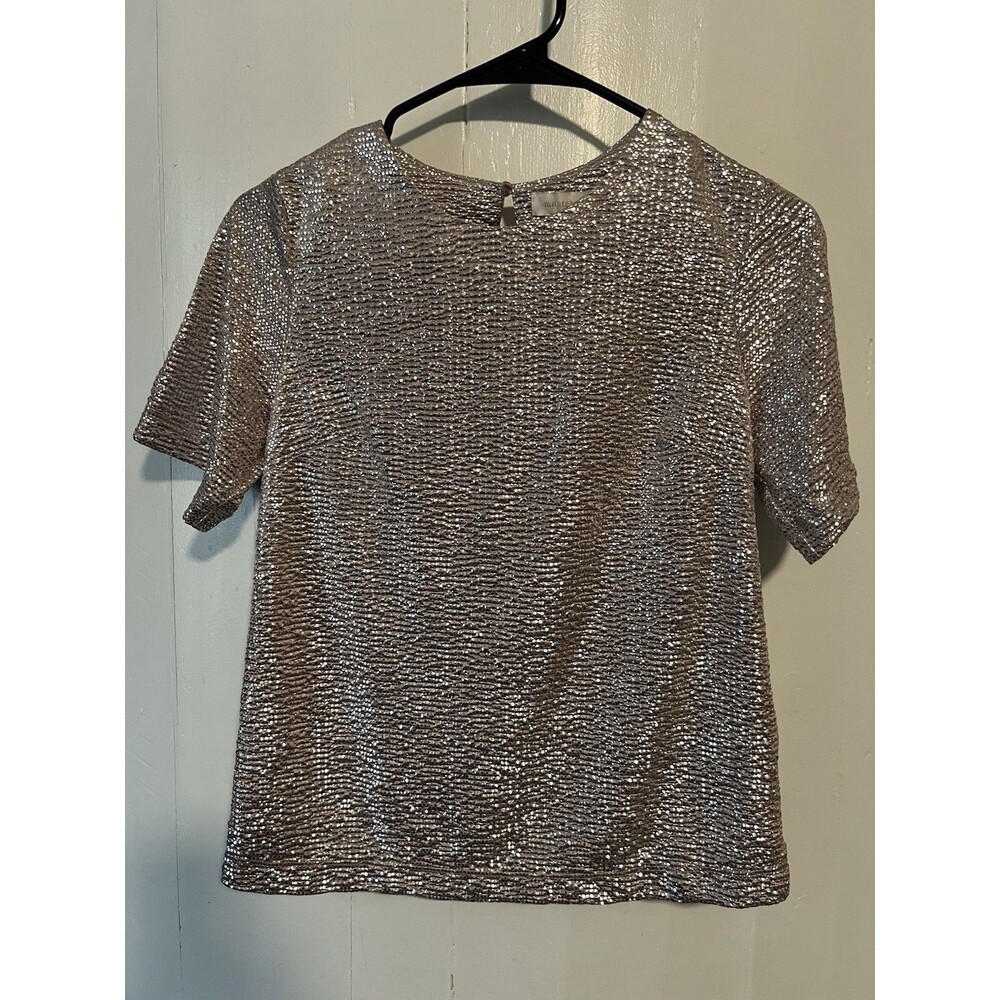 Monteau Women's Top Dusty Rose Silver Bling Shiny Small